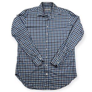 Etro Blue Plaid Button Up Made In Italy Mens IT 42 US M‎